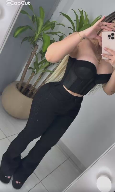 BOTA CAMPANA NEGRO CON PEDRERIA